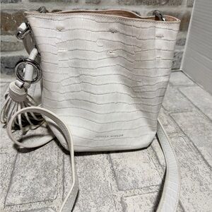 Rebecca Minkoff Cream Croc-Embossed Crossbody Bag cinch sack small